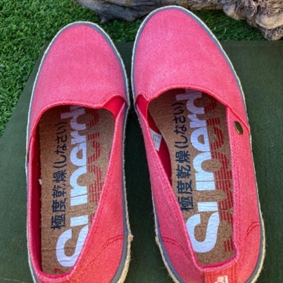 SUPERDRY Adam Washed Yacht Red Canvas Slip On ESPADRILLES Men's Size 12 US - Picture 5 of 6